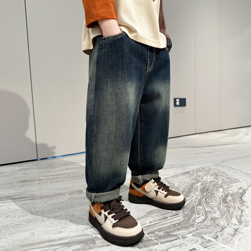 复古直筒牛仔御宝当家男童裤子牛仔裤春秋装儿童长裤男孩2024新款