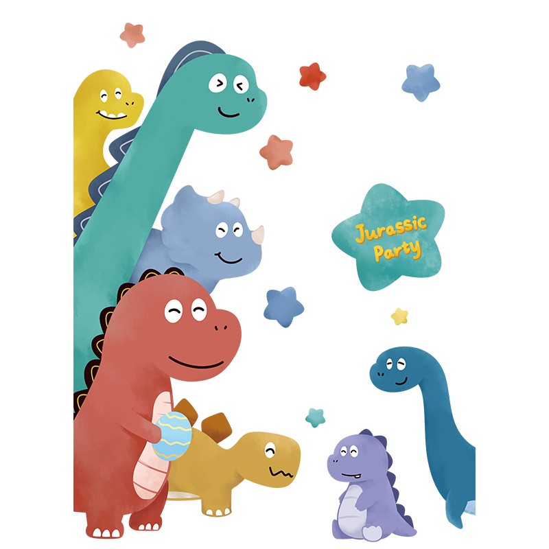 卡通恐龙墙贴画幼儿园环创玻璃门贴纸装饰窗户贴双面小图案3d立体