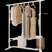 店挂衣架服装 不锈钢女装 架子 店专用展示架陈列架奶白色落地式 服装