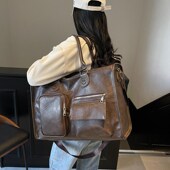 旅行包袋女士时尚 短途大容量机车行李袋斜挎包大容量托特单肩女包