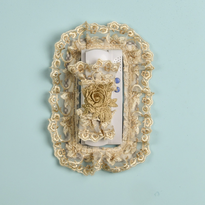 欧式布艺蕾丝对讲门铃套室内门铃罩套贴防尘罩门铃保护套子定尺寸