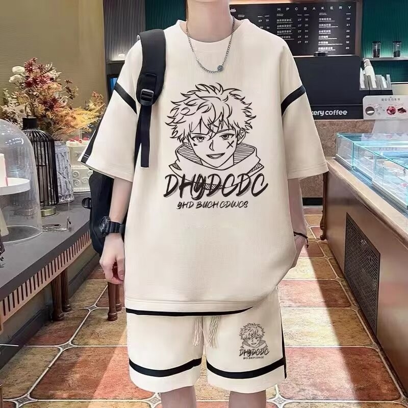 新款夏季短袖男T恤一套搭配休闲衣服青少年高中学生短裤运动套装,男装,休闲运动套装,淘宝优惠券,粉丝福利购,淘宝优惠卷