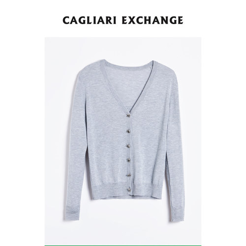 CAGLIARI EXCHANGE/卡利亚里羊毛钻饰扣基础开衫4413015