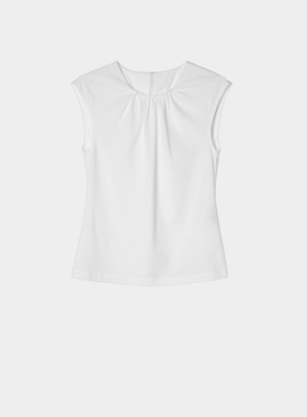 CAGLIARI EXCHANGE/卡利亚里领口捏褶针织背心3924110