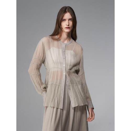 CAGLIARI EXCHANGE/卡利亚里抽褶圆领衬衫3904011