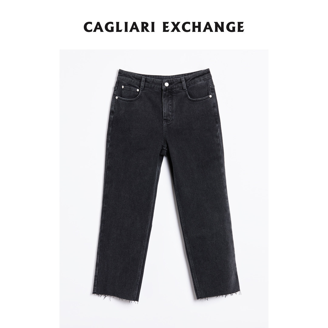 CAGLIARI EXCHANGE/卡利亚里九分加绒直筒牛仔裤4405008