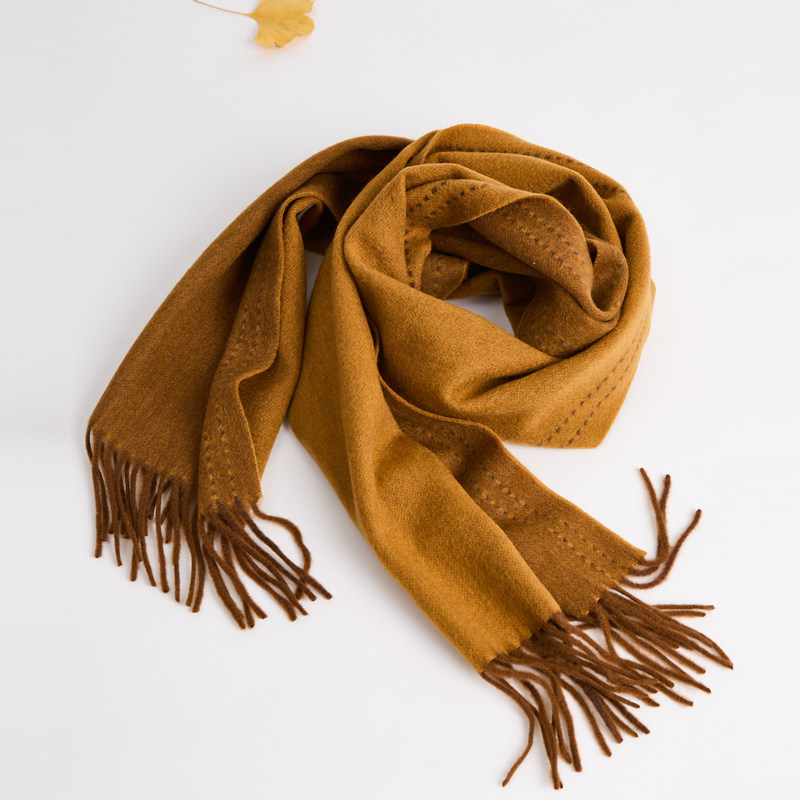 CAGLIARI EXCHANGE/卡利亚里 驼色双面羊毛羊绒混纺围巾8843004