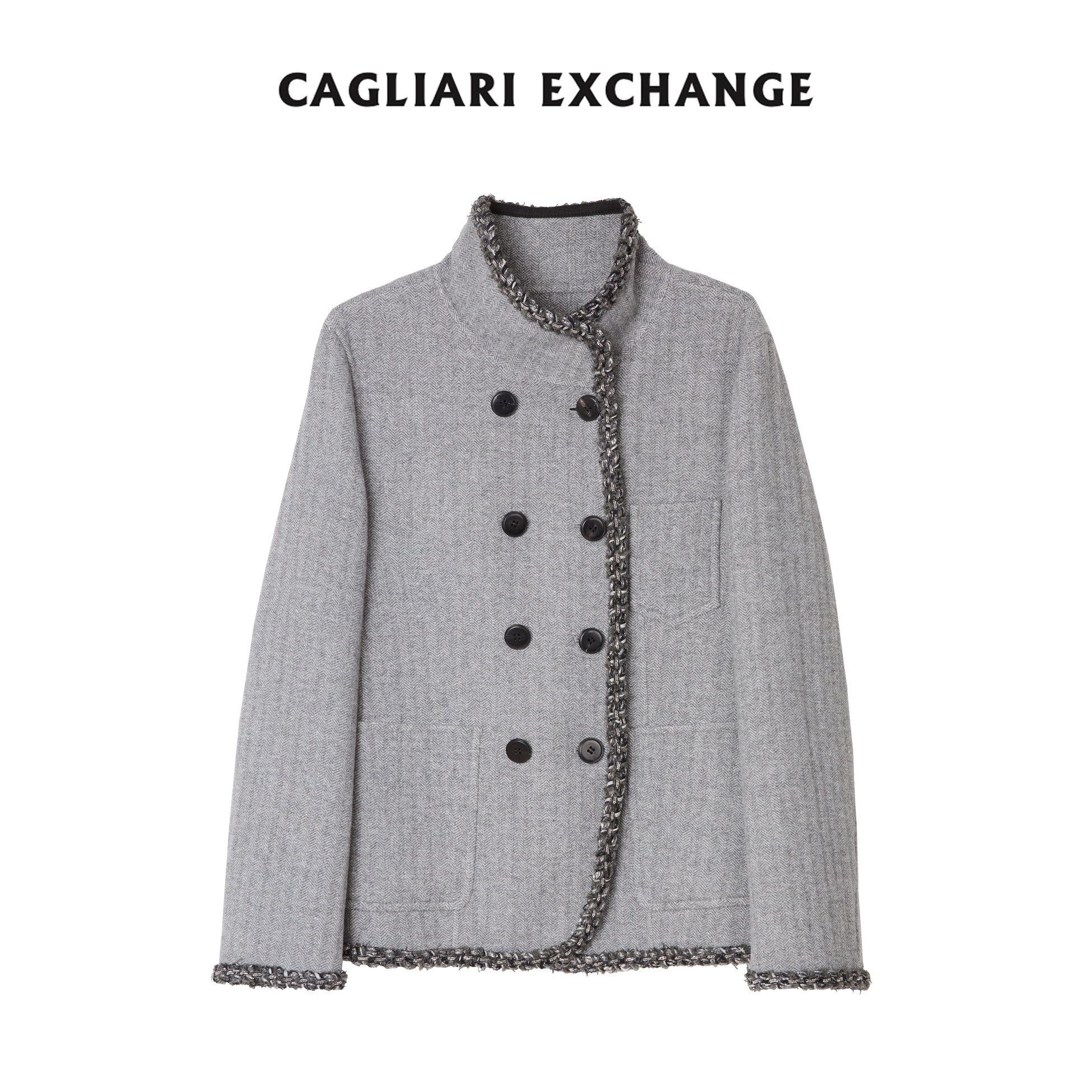 卡利亚里滚边装饰直身外套