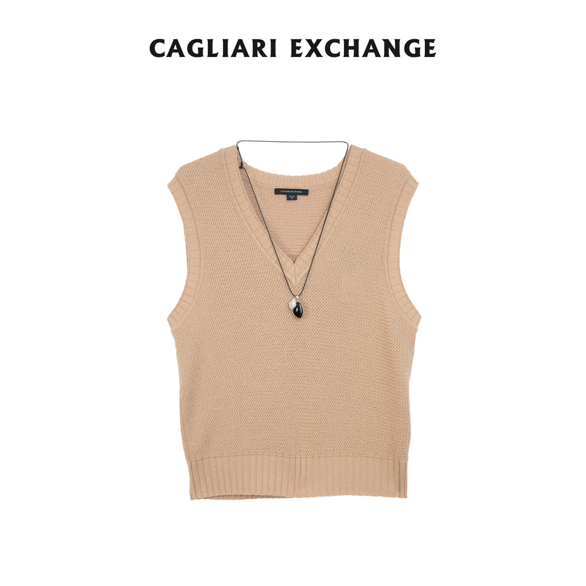 卡利亚里羊毛羊绒混纺金葱针织马甲