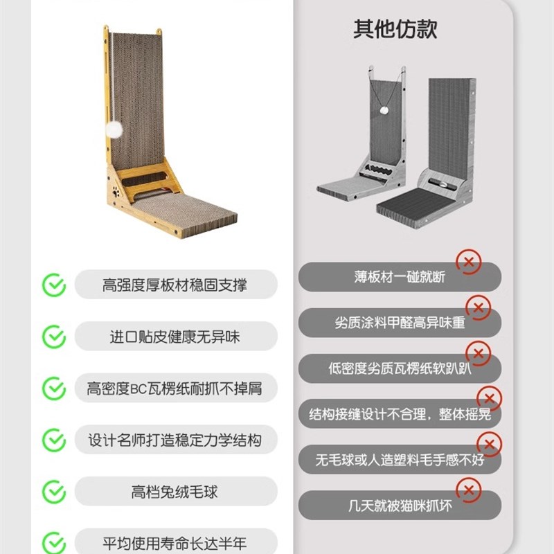 L型猫抓板立式耐磨不掉屑猫窝一体耐抓大号瓦楞纸猫爪板猫咪玩具