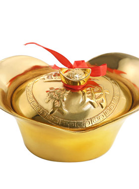 禅意阁 纯铜开盖元宝财源广进摆件供奉财神家具装饰品工艺品