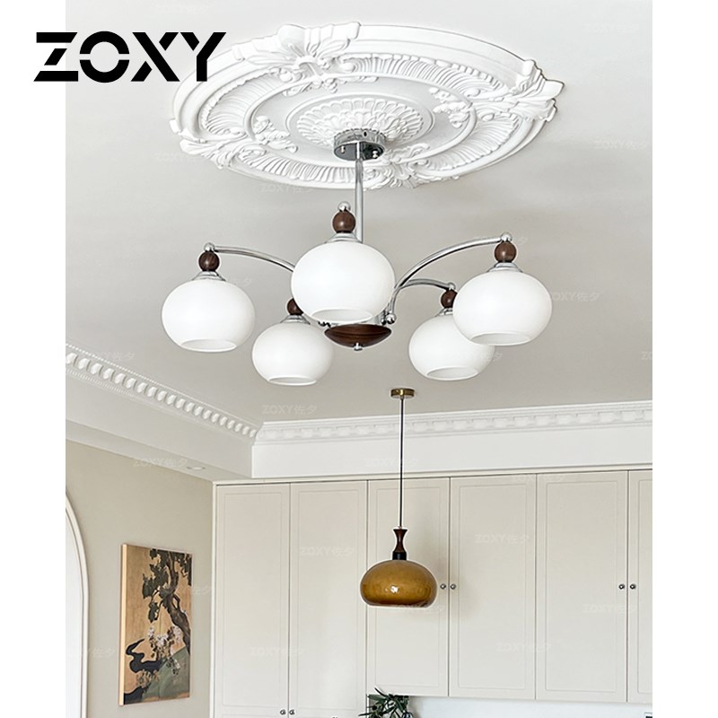 zoxy佐夕 中古风实木吊灯客厅餐厅法式魔豆复古南洋主卧室吸顶灯
