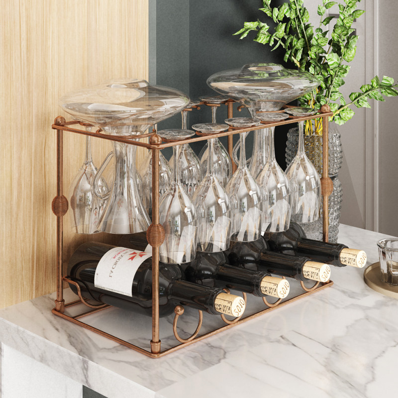 家用红酒杯架子倒挂悬挂高脚杯架红酒架摆件杯子醒酒器挂架收纳架