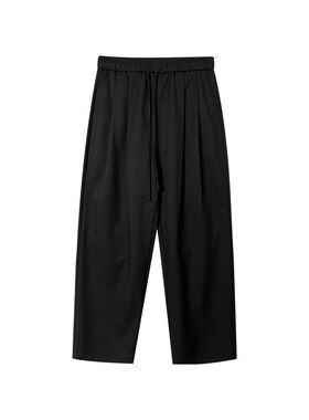 NAZ那子大码春季新款宽松窄版显瘦直筒西裤胖mm黑色休闲阔腿裤