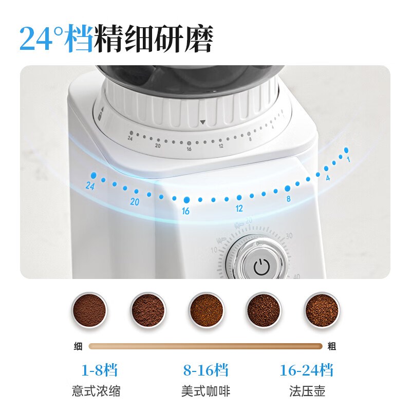 客浦CP203电动磨豆机意式手冲家用小型全自动咖啡豆研磨机磨粉机