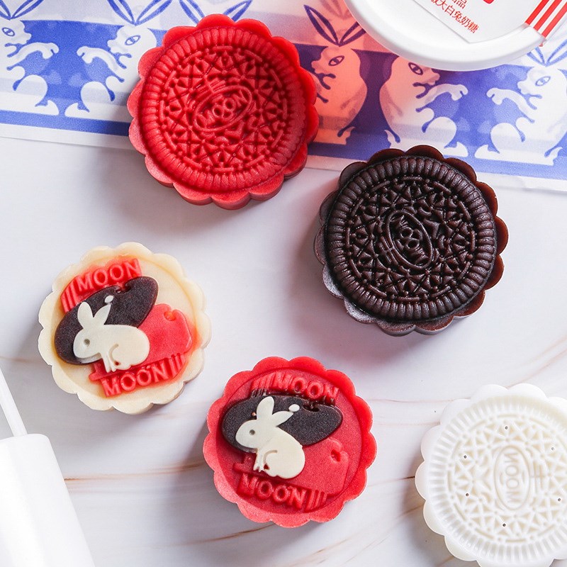 奥利奥月饼模具2024中秋广式冰皮白兔手压式桃山皮糕点绿豆糕工具