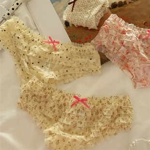 女可爱小蝴蝶结女士三角裤 内裤 甜美网纱薄款 森日和叶2024新款