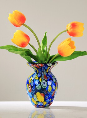 琉璃彩色艺术花瓶油画系摆件餐桌酒店客厅插花花器玄关软装饰摆设