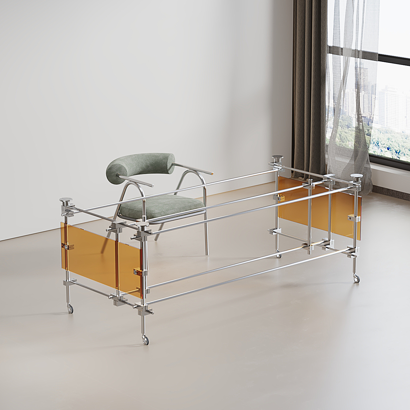 包豪斯光轴diy书桌桌腿支架底座大班桌电竞桌餐桌玻璃桌桌脚极简