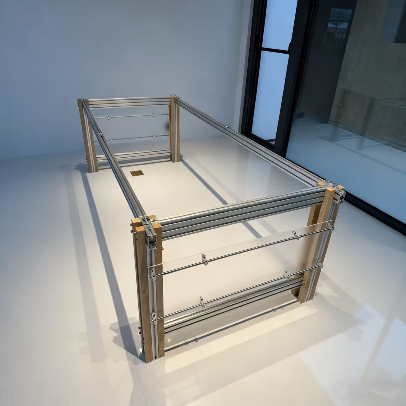 包豪斯铝型材桌腿书桌支架光轴玻璃办公桌电竞桌桌脚底座支撑架