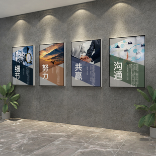 办公室装饰公司励志企业文化背景墙面贴房产中介销售布置楼梯挂画