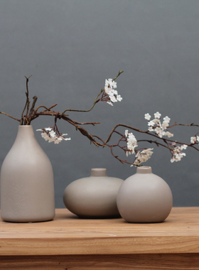 日式禅意陶瓷花瓶摆件客厅插花侘寂风高级感景德镇陶艺花器摆件