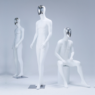 雨嘉 电镀脸模特道具男全身人体模特架高档服装店橱窗人台展示架