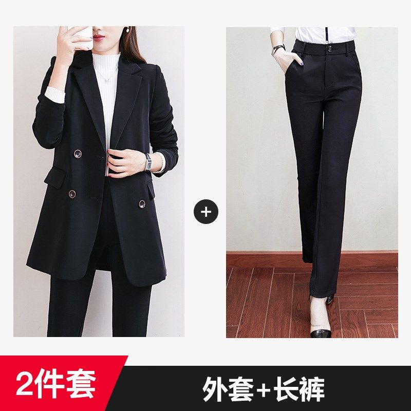 秋冬加厚加棉女西装中长款胖mm大码职业工装外套修身显瘦正装西服