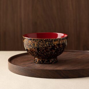 平安社 手工白点花大漆碗木胎漆器工艺品 特别好看的复古高级碗