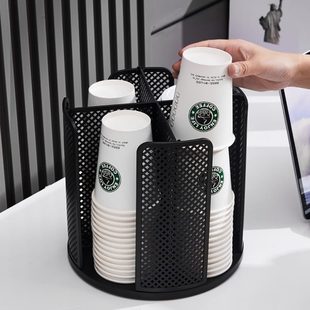 层架塑料店咖啡取杯器桌面奶茶家用旋转一次性杯子置物架子纸杯收