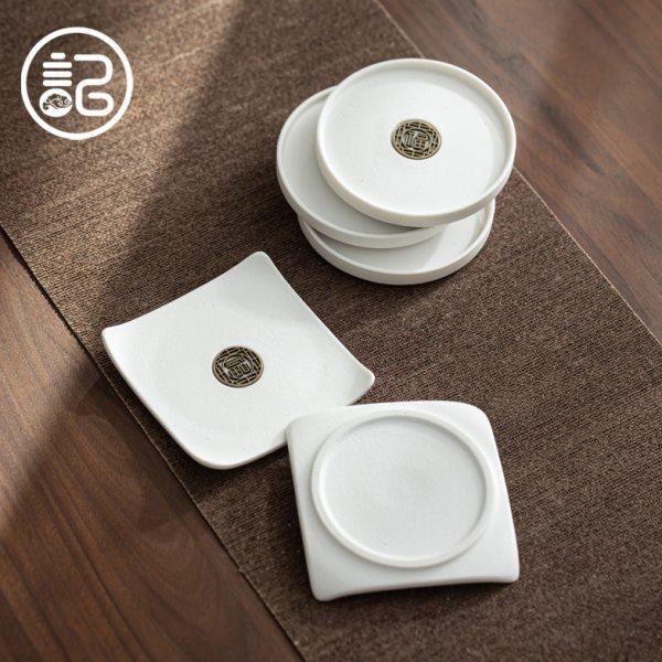 记今朝 白色粗陶 陶瓷杯垫 茶具用品配件茶 日式茶道家用杯托圆形,餐饮具,杯垫,淘宝优惠券,粉丝福利购,淘宝优惠卷