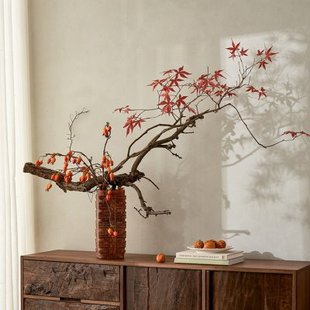 中国风《秋橙枫韵》花艺插花艺术新中式花瓶花器室内桌面美学陈列