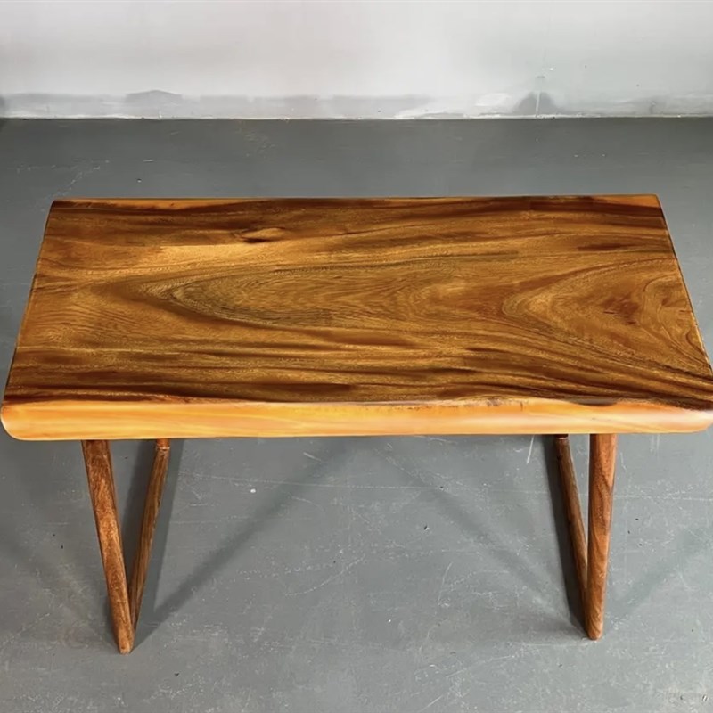 南美胡桃木简约茶桌新中式书桌阳台实木桌休闲桌简易桌原木泡茶桌