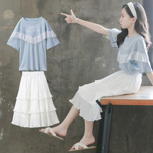 女童连衣裙夏装2021新款儿童装洋气套装裙夏季12岁女孩中大童裙子