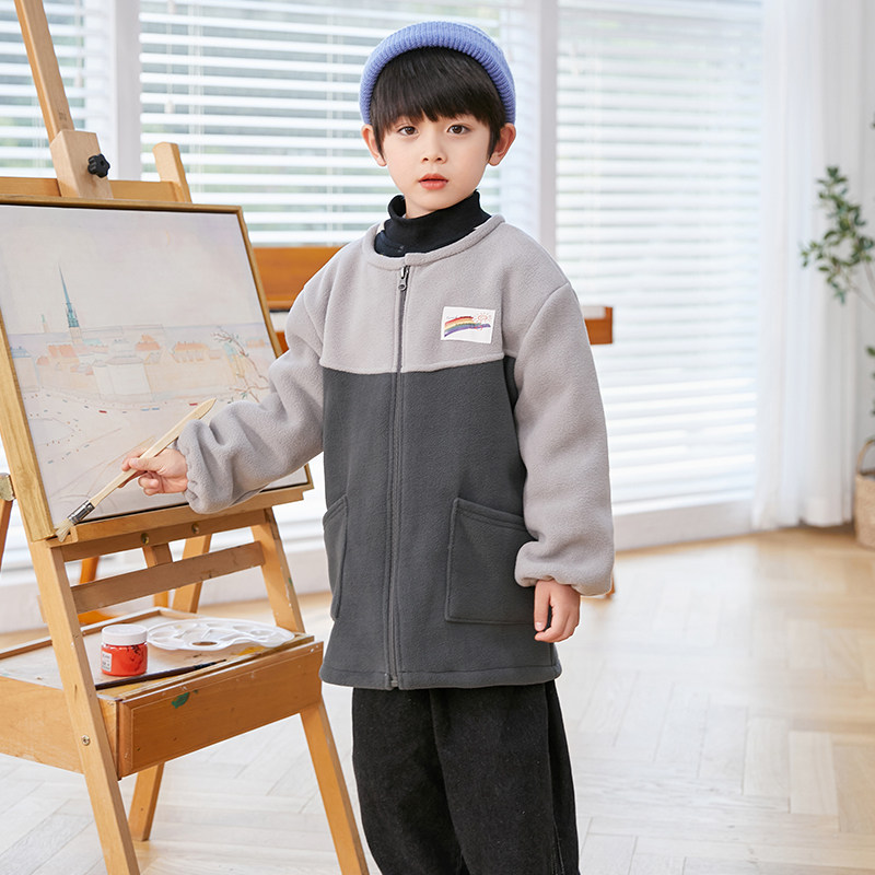 男童冬罩衣摇粒绒拉链防脏中大童羽绒服棉衣洋气罩衫小孩宝宝护衣,童装/婴儿装/亲子装,反穿衣/罩衣,淘宝优惠券,粉丝福利购,淘宝优惠卷