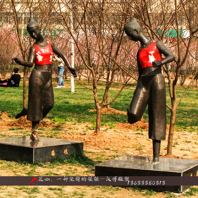 玻璃钢彩绘少数民族人像雕塑民族团结主题铜雕像广场人物跳舞塑像