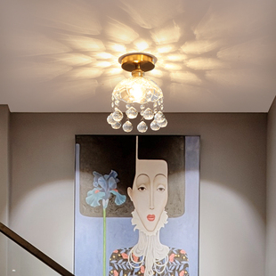 水晶过道灯北欧入户玄关温馨浪漫小卧室吸顶灯门厅走廊连廊阳台灯