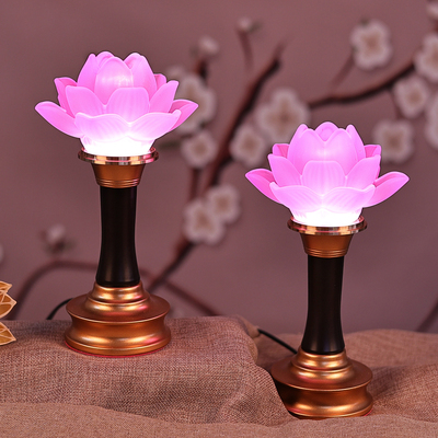 2023七彩荷花灯琉璃灯水晶玻璃莲花灯LED七彩充电供灯新款变光