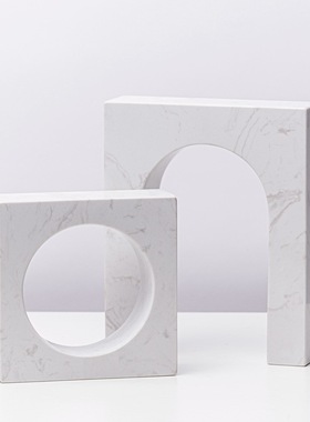 中式创意大理石几何形状拱门摆件软装样板间客厅茶几拱形家居饰品