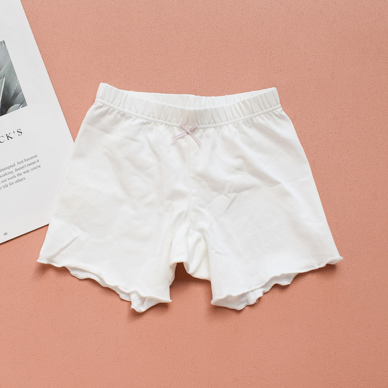儿童安全裤白色木耳边女童防走光打底夏季薄款中大童双档内裤