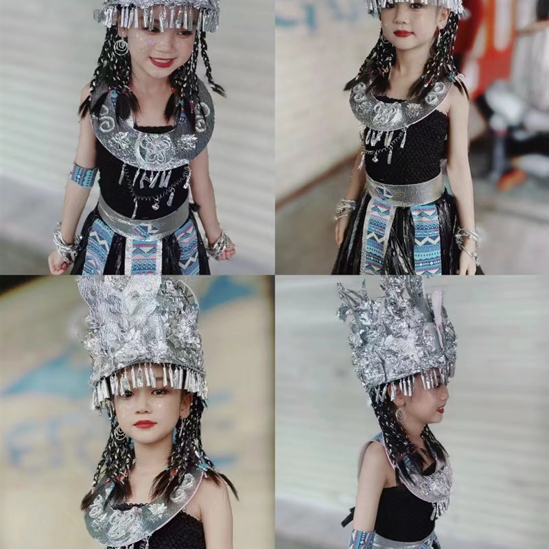 女童环保服装儿童时装秀DIY材料创意制作黑色礼裙模特大赛走秀裙