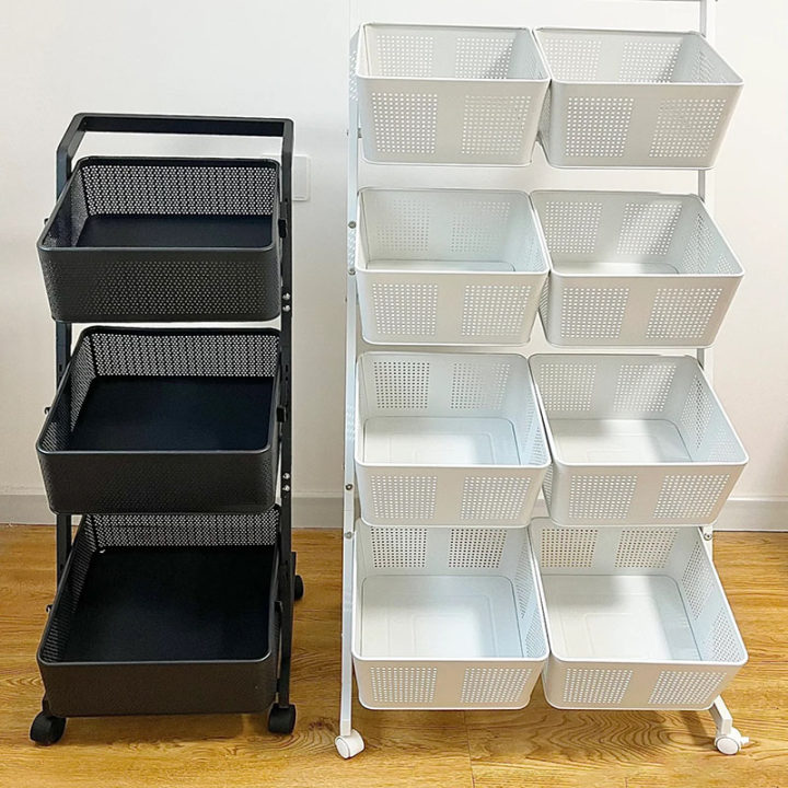 厨房置物架可移动蔬菜收纳架多功能水果分格筐小推车调味品放置架