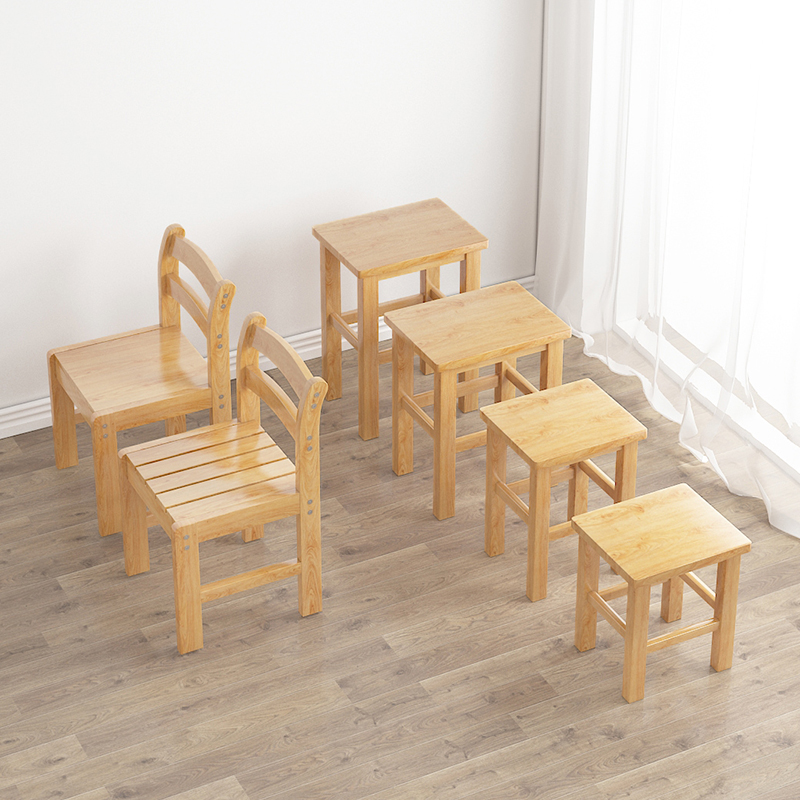 实木椅小木凳板凳家用大人结实儿童小方凳子靠背矮凳多功能木头凳