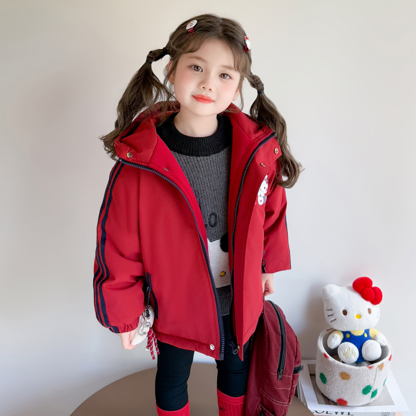 儿童棉衣秋冬加绒2025新款女童超好看加厚冲锋衣宝宝棉服外套童装