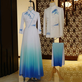 大合唱团演出服女长裙2025新款春山若水舞蹈服装中国风现代合唱服