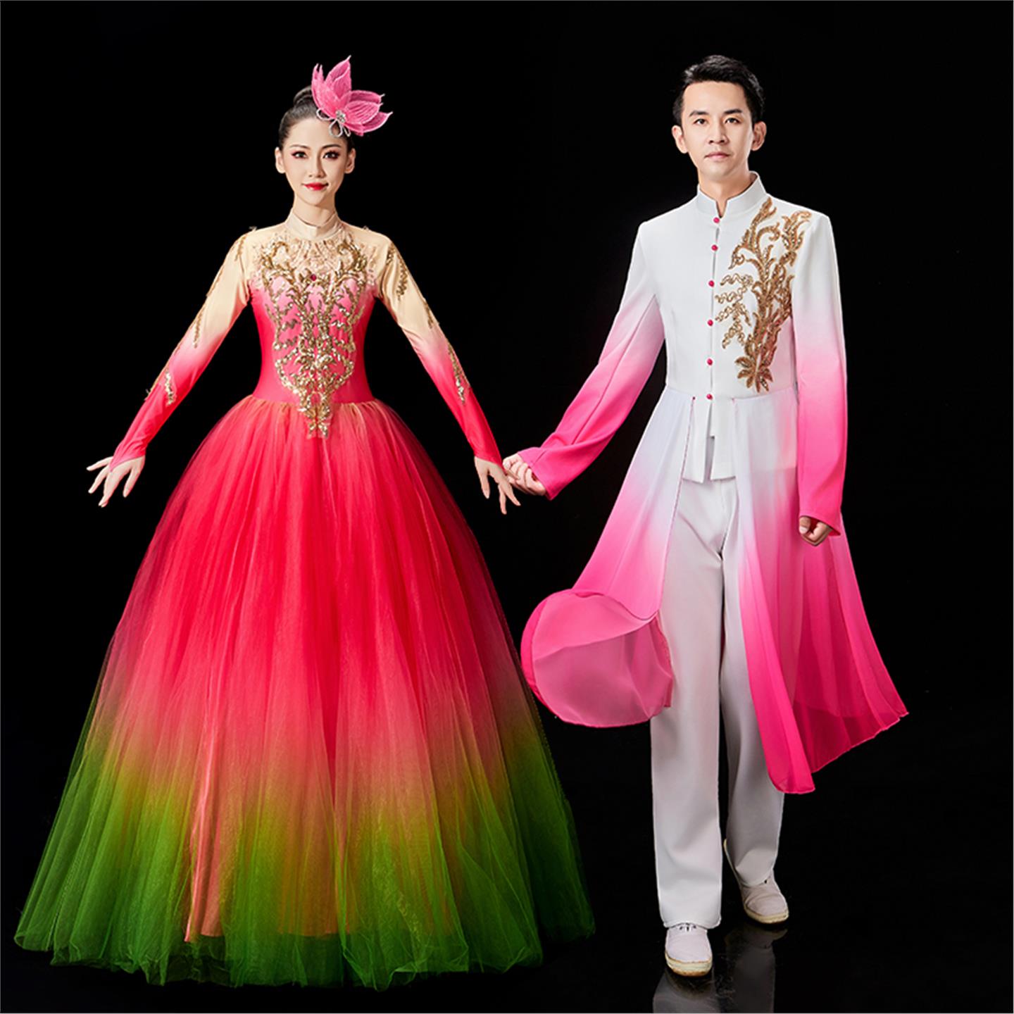 新款大气开场舞摆裙演出服