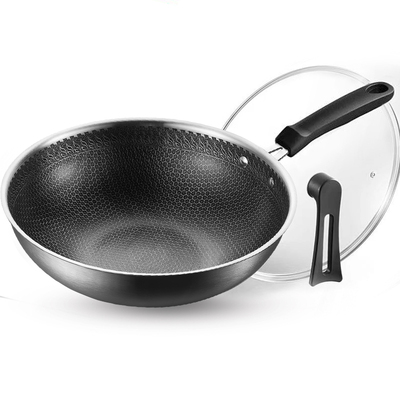 美的家用炒锅304不锈钢蜂窝不粘锅电磁炉燃灶不粘炒菜锅通用锅具