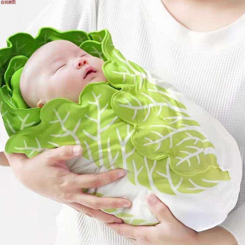 雷五大白菜新生儿抱被搞怪创意婴儿初生宝宝煎饼毯子包单春夏襁褓
