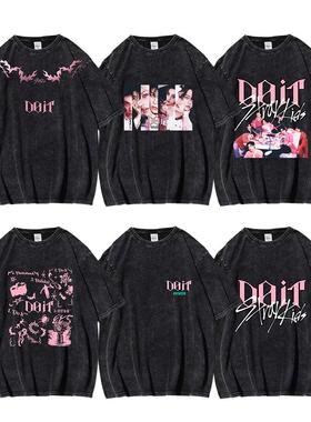 K-POP男团straykids水洗做旧T恤skz新专辑DOIT印花logo短袖女跨境