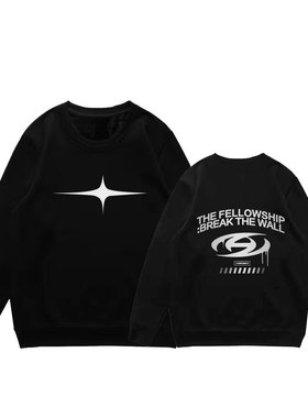 ateez-同款logo字母跨境潮流秋冬保暖长袖圆领卫衣 双面印花